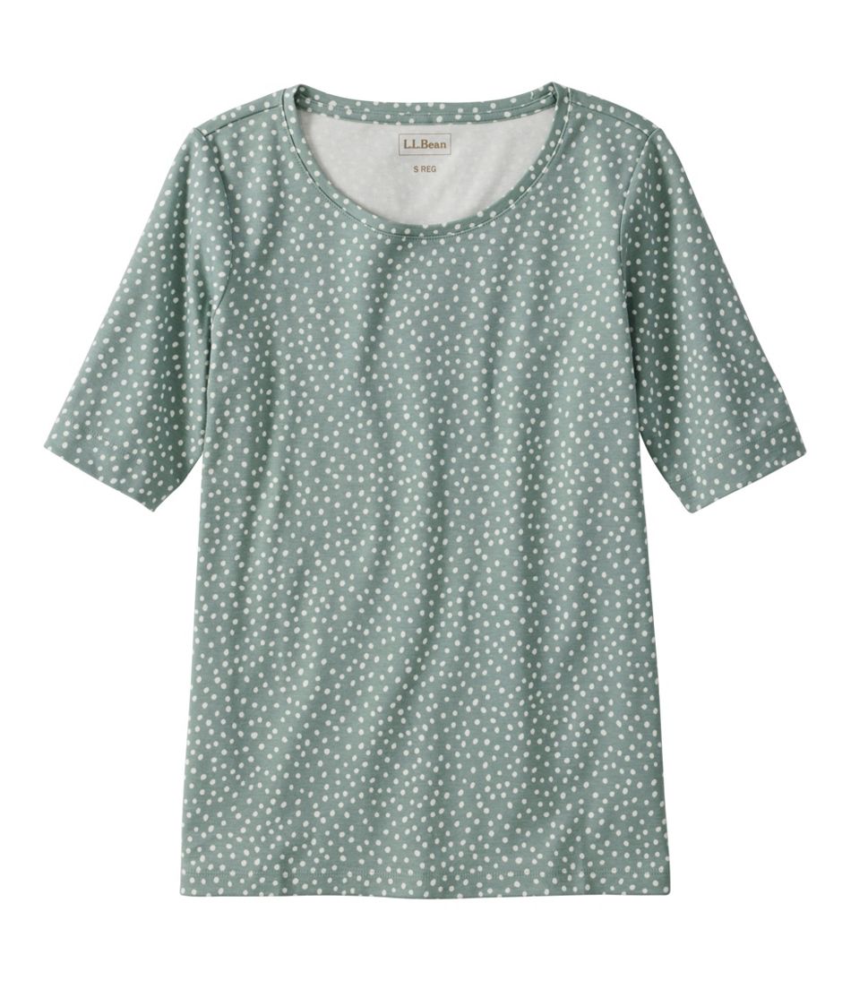 Women's L.L.Bean Jewelneck Tee, Elbow-Sleeve Print | L.L.Bean outlet