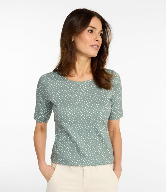 Women's L.L.Bean Jewelneck Tee, Elbow-Sleeve Print | L.L.Bean outlet