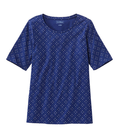 Women's L.L.Bean Jewelneck Tee, Elbow-Sleeve Print | L.L.Bean outlet - US 8976