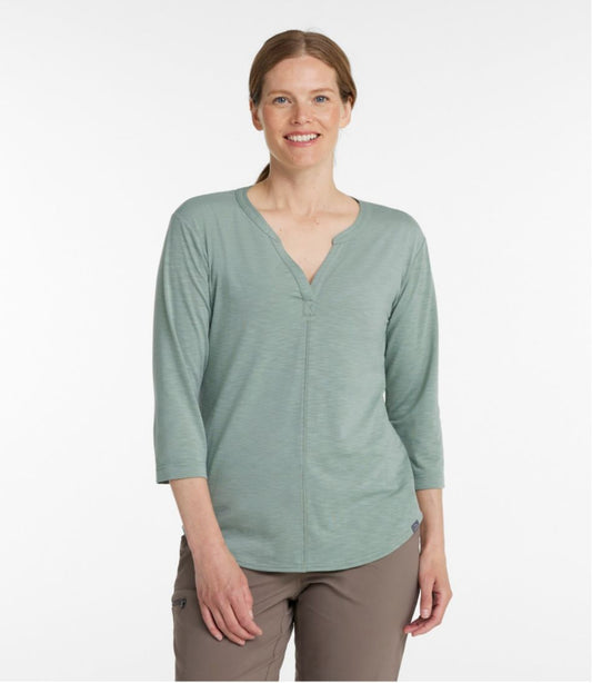Women's Streamside Tee, Three-Quarter-Sleeve Splitneck | L.L.Bean discount