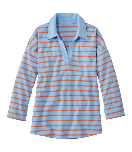 Women's Heritage Mariner Top, Splitneck Polo Three-Quarter-Sleeve Stripe | L.L.Bean on sale