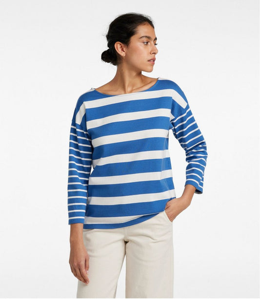 Women's Heritage Mariner Top, Boatneck Three-Quarter-Sleeve Blocked Stripe | L.L.Bean online