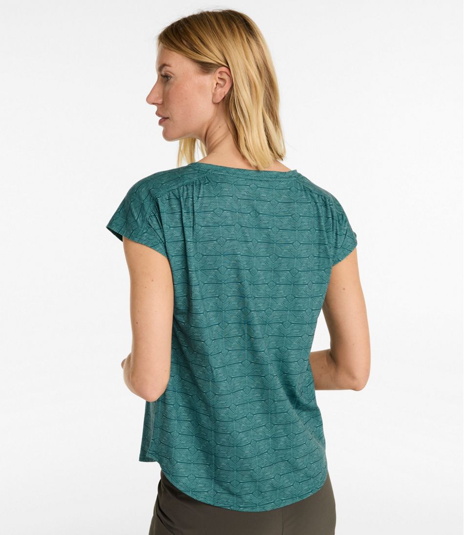 Women's Streamside Tee, Short-Sleeve Ruched Crew Print | L.L.Bean outlet