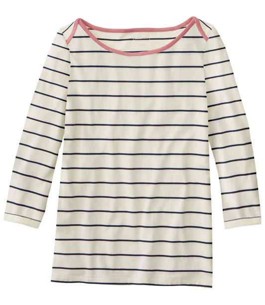 Women's Soft Stretch Supima-Blend Tee, Three-Quarter-Sleeve Boatneck Stripe | L.L.Bean on sale