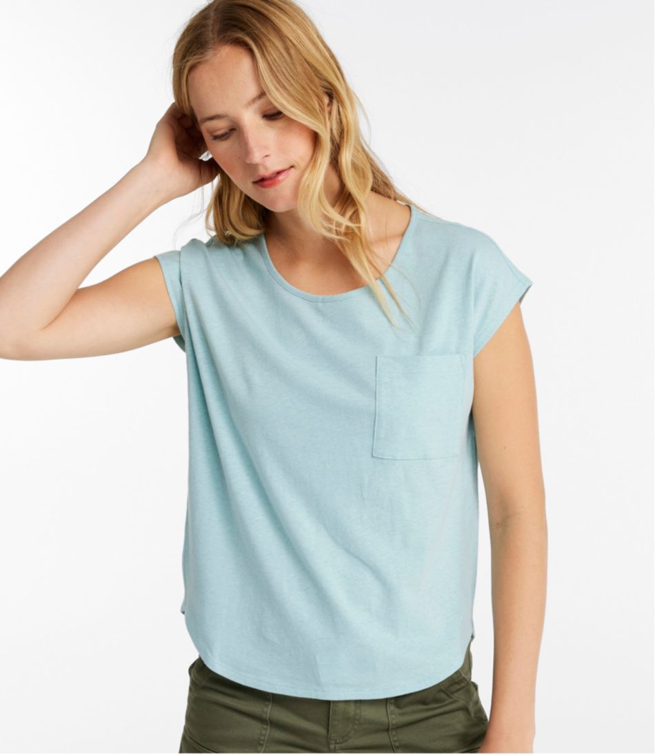 Women's Linen/Cotton Tee, Short-Sleeve Scoopneck | L.L.Bean for sale