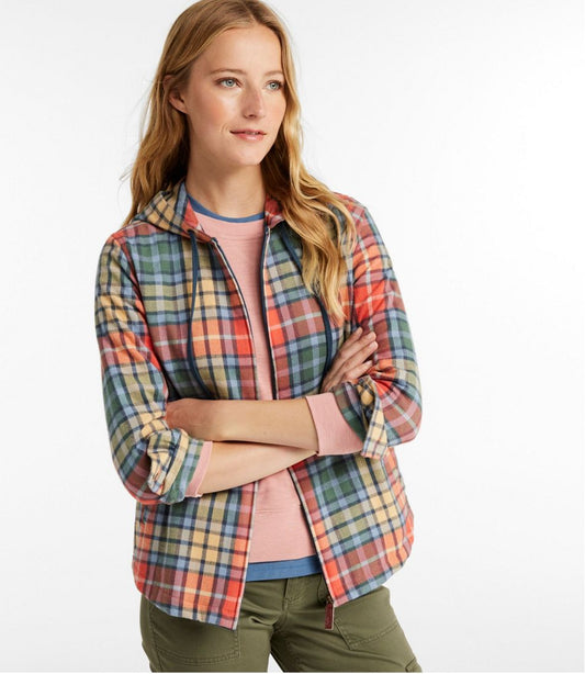 Women's Scotch Plaid Flannel Shirt, Relaxed Zip Hoodie | L.L.Bean sale