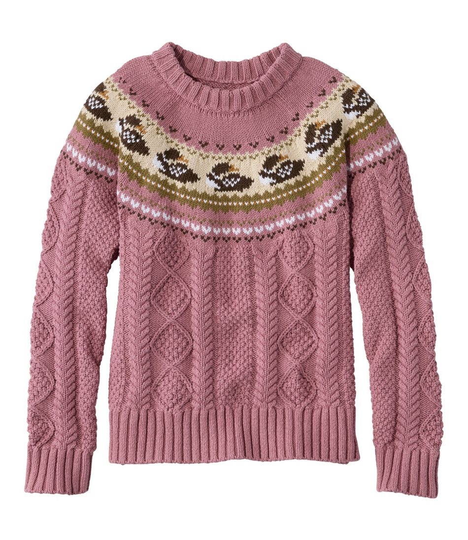 Women's Signature Cotton Fisherman Sweater, Crewneck Novelty | L.L.Bean on sale
