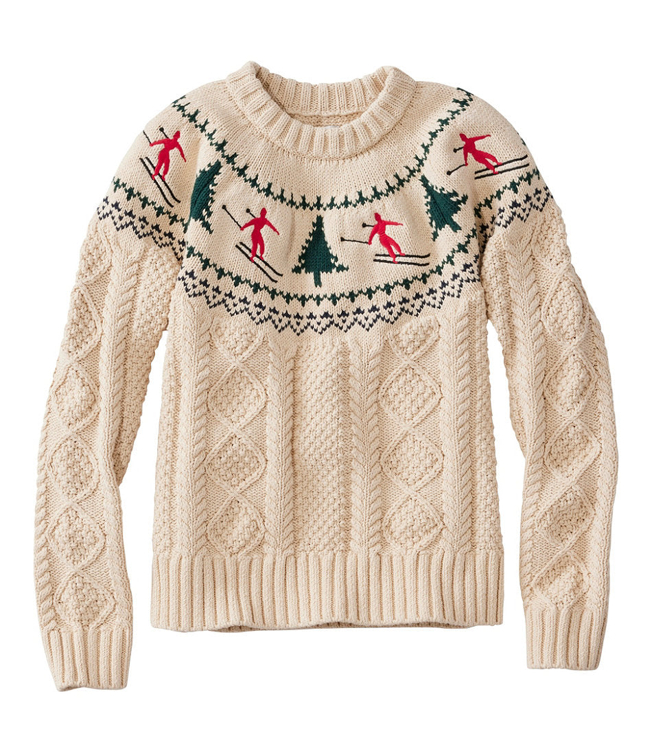 Women's Signature Cotton Fisherman Sweater, Crewneck Novelty | L.L.Bean on sale - US 1703