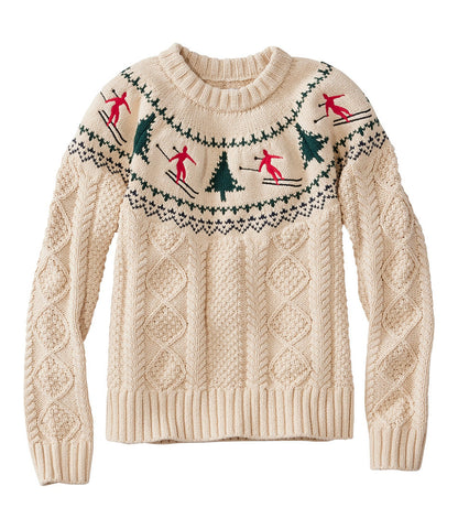 Women's Signature Cotton Fisherman Sweater, Crewneck Novelty | L.L.Bean on sale - US 1703