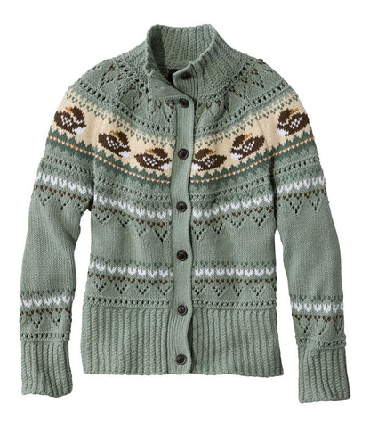 Women's Signature Cotton Fisherman Sweater, Short Cardigan Fair Isle | L.L.Bean online