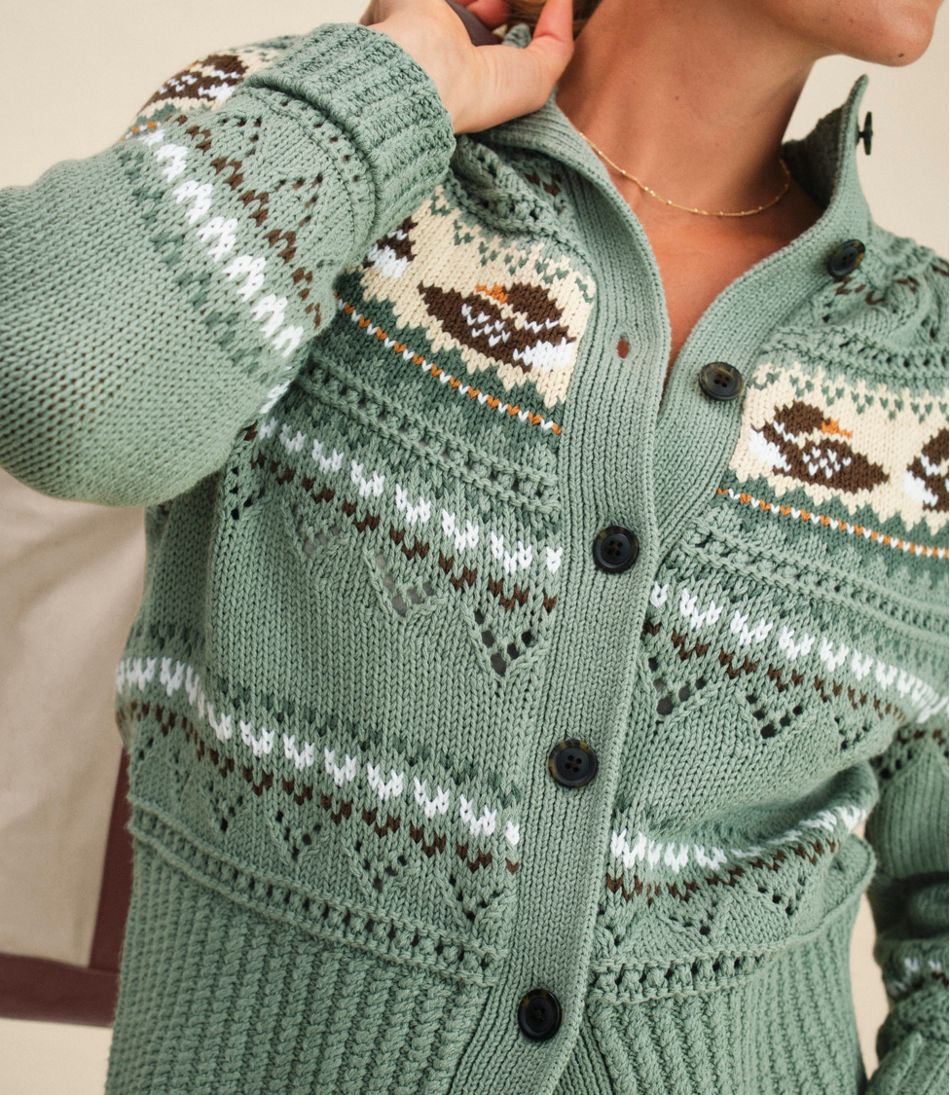 Women's Signature Cotton Fisherman Sweater, Short Cardigan Fair Isle | L.L.Bean online