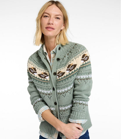 Women's Signature Cotton Fisherman Sweater, Short Cardigan Fair Isle | L.L.Bean online
