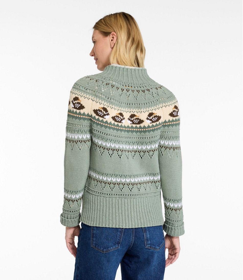 Women's Signature Cotton Fisherman Sweater, Short Cardigan Fair Isle | L.L.Bean online