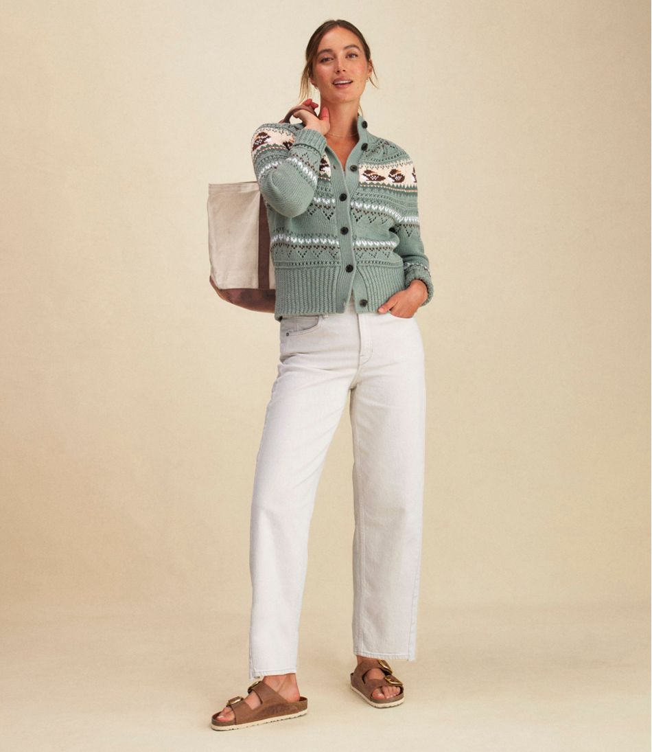 Women's Signature Cotton Fisherman Sweater, Short Cardigan Fair Isle | L.L.Bean online