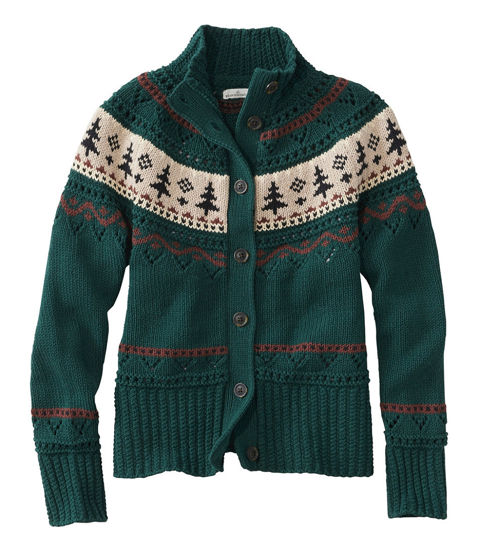 Women's Signature Cotton Fisherman Sweater, Short Cardigan Fair Isle | L.L.Bean online - US 7085