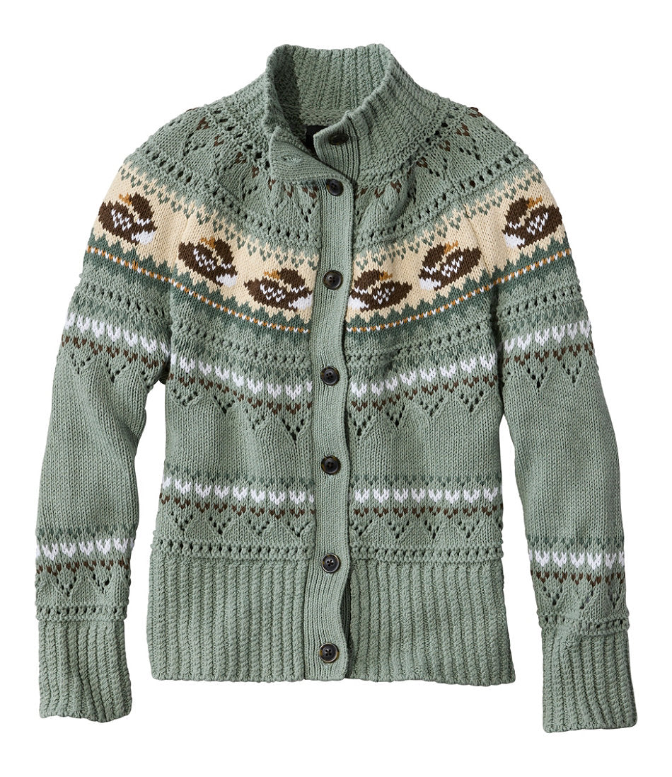 Women's Signature Cotton Fisherman Sweater, Short Cardigan Fair Isle | L.L.Bean online - US 7085