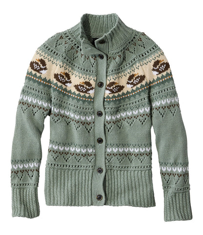 Women's Signature Cotton Fisherman Sweater, Short Cardigan Fair Isle | L.L.Bean online - US 7085