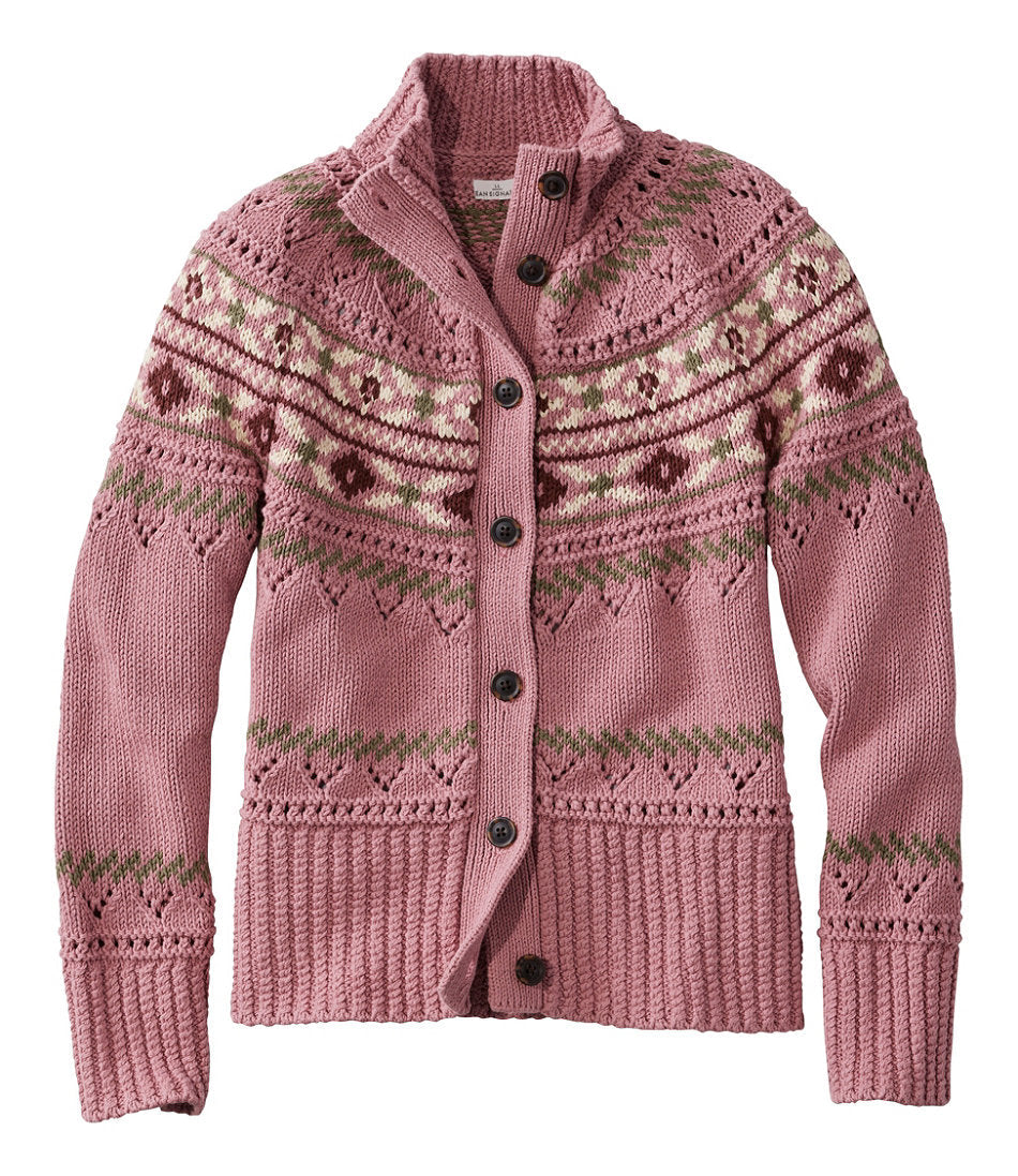 Women's Signature Cotton Fisherman Sweater, Short Cardigan Fair Isle | L.L.Bean online - US 7085