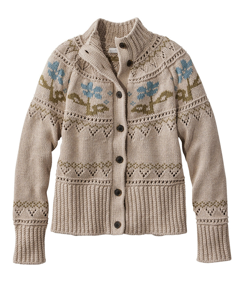 Women's Signature Cotton Fisherman Sweater, Short Cardigan Fair Isle | L.L.Bean online - US 7085