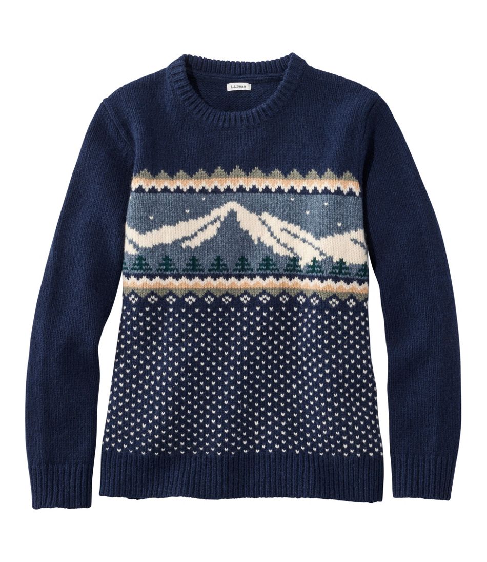 Women's Bean's Classic Ragg Wool Crewneck Intarsia Sweater | L.L.Bean for sale