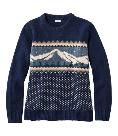 Women's Bean's Classic Ragg Wool Crewneck Intarsia Sweater | L.L.Bean for sale