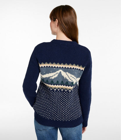 Women's Bean's Classic Ragg Wool Crewneck Intarsia Sweater | L.L.Bean for sale