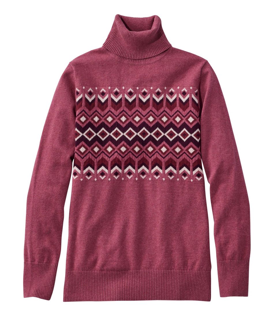 Women's Cotton/Cashmere Sweater, Turtleneck Intarsia | L.L.Bean for sale
