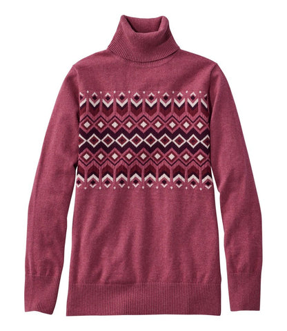 Women's Cotton/Cashmere Sweater, Turtleneck Intarsia | L.L.Bean for sale