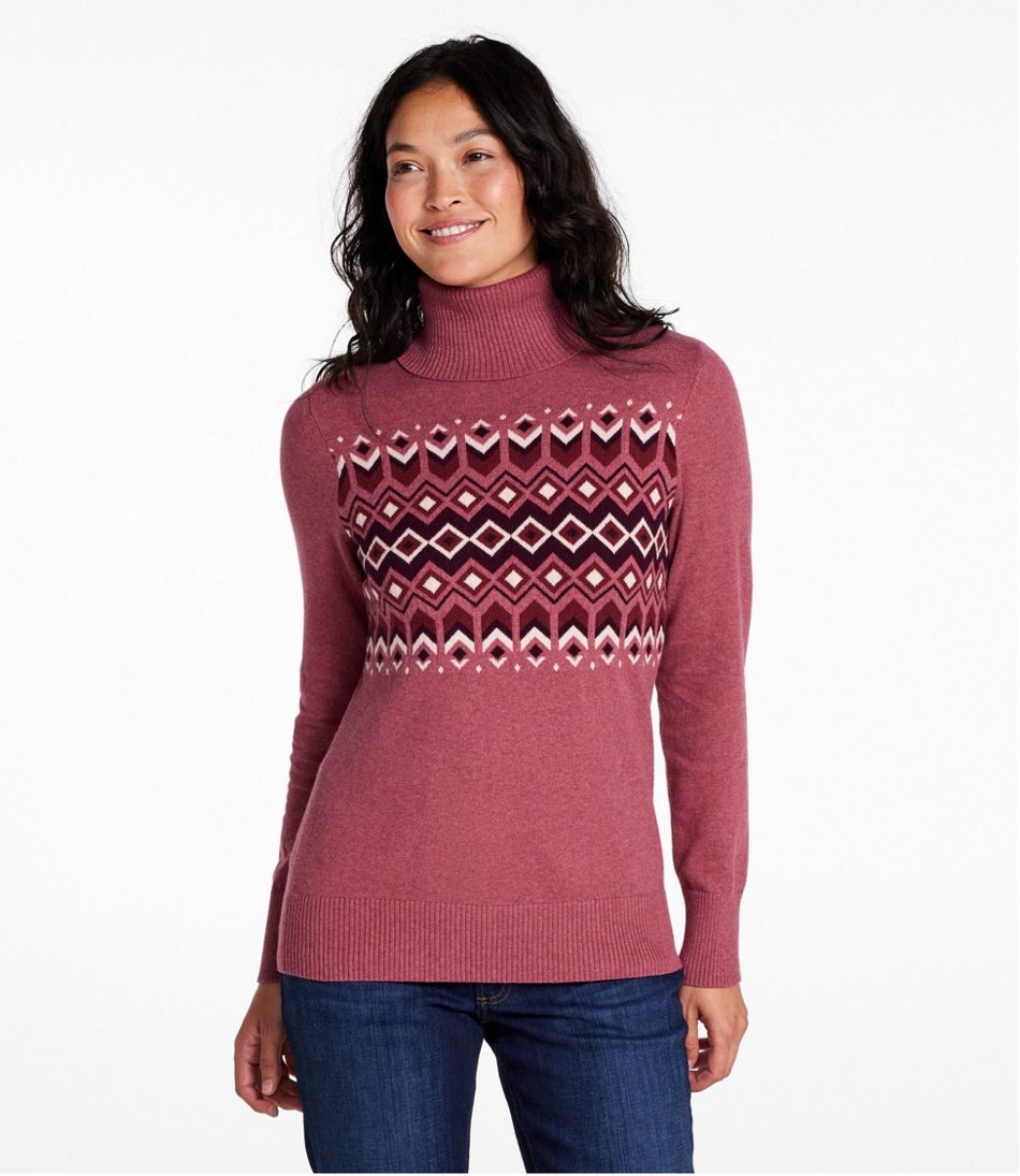 Women's Cotton/Cashmere Sweater, Turtleneck Intarsia | L.L.Bean for sale