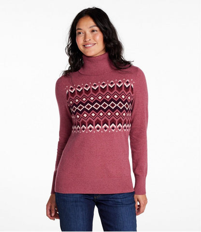 Women's Cotton/Cashmere Sweater, Turtleneck Intarsia | L.L.Bean for sale