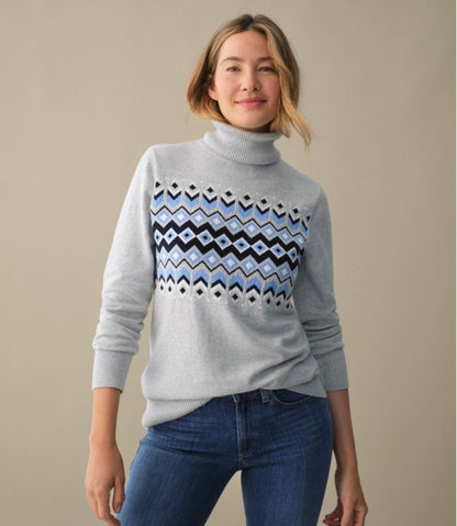 Women's Cotton/Cashmere Sweater, Turtleneck Intarsia | L.L.Bean for sale