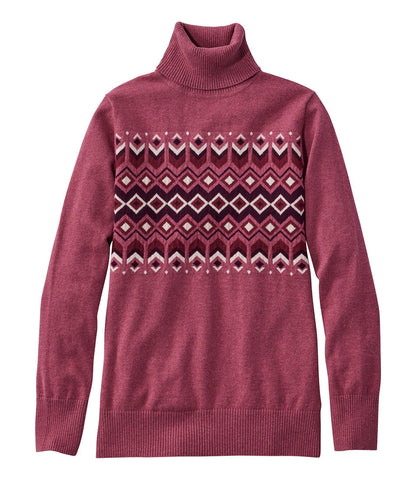Women's Cotton/Cashmere Sweater, Turtleneck Intarsia | L.L.Bean for sale - US 6865