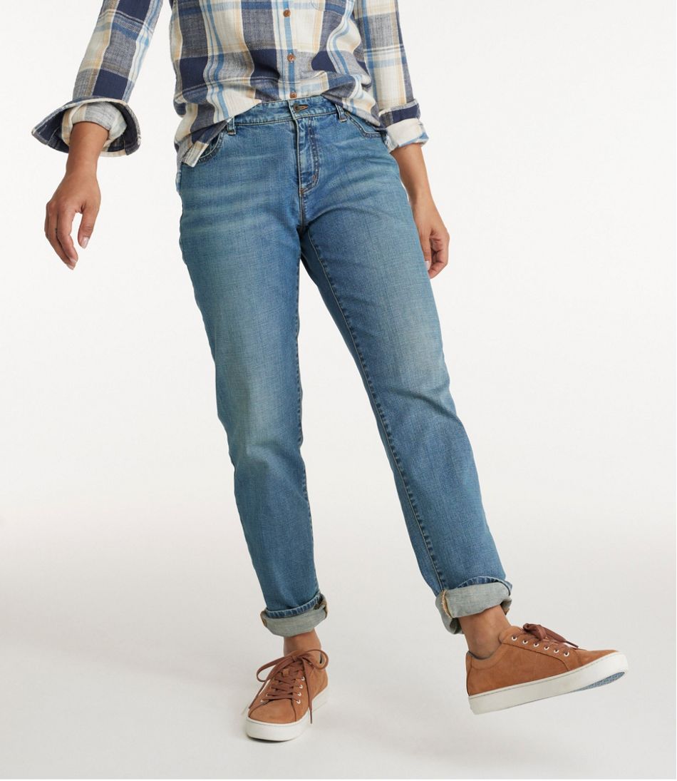 Women's Signature Organic Denim Boyfriend Jeans, Low-Rise Straight-Leg | L.L.Bean near me
