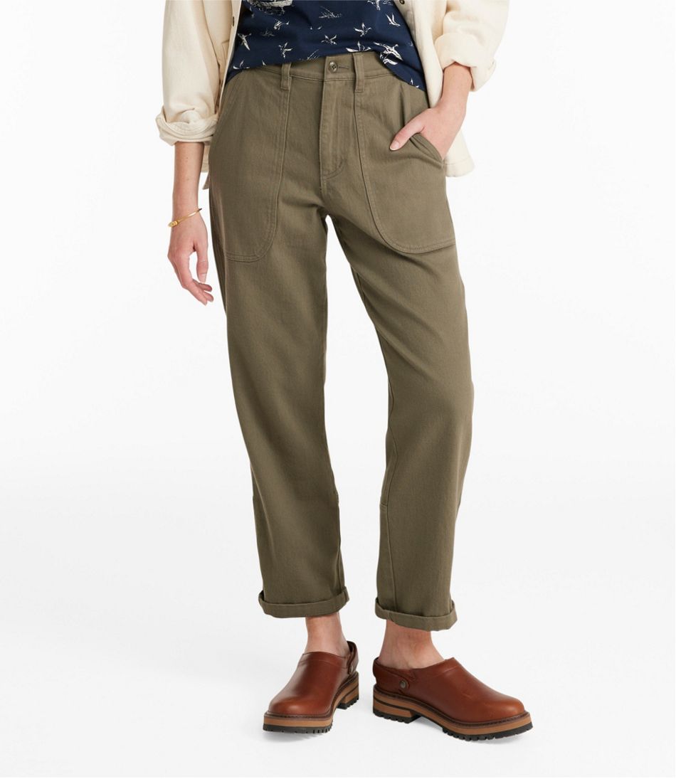 Women's Signature Washed Cotton Barrel Pants, High-Rise Tapered Leg | L.L.Bean near me