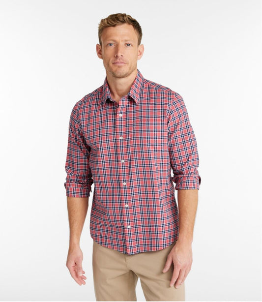 Men's Wrinkle-Free Ultrasoft Brushed Cotton Shirt, Long-Sleeve, Slightly Fitted Untucked Fit | L.L.Bean discount
