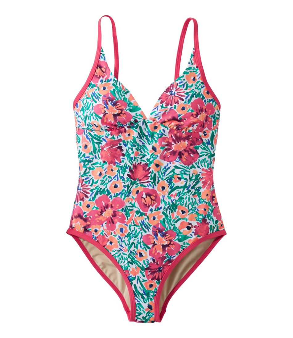 Women's Coastal Essentials Swimwear, V-Neck Tanksuit Print | L.L.Bean outlet