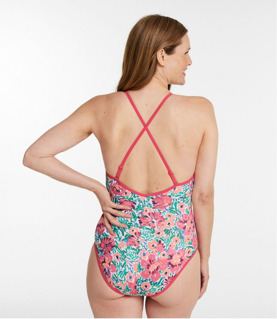 Women's Coastal Essentials Swimwear, V-Neck Tanksuit Print | L.L.Bean outlet