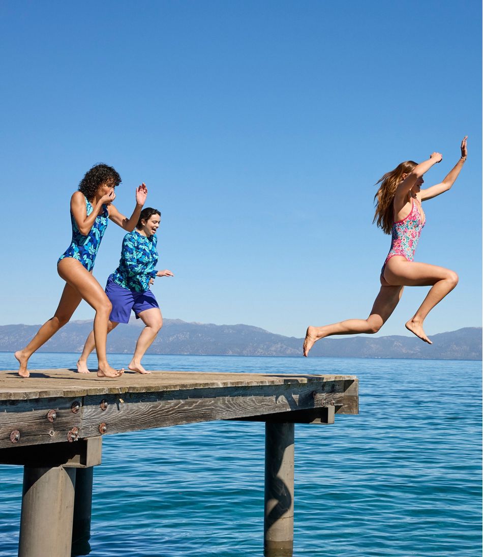 Women's Coastal Essentials Swimwear, V-Neck Tanksuit Print | L.L.Bean outlet