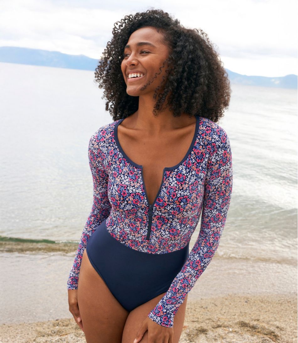 Women's Coastal Essentials Swimwear, Long-Sleeve Tanksuit Print | L.L.Bean discount