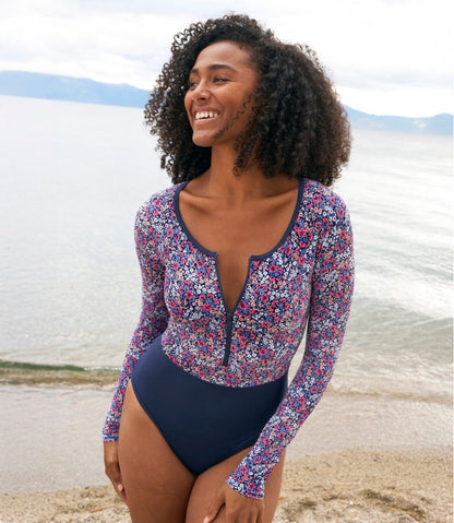 Women's Coastal Essentials Swimwear, Long-Sleeve Tanksuit Print | L.L.Bean discount