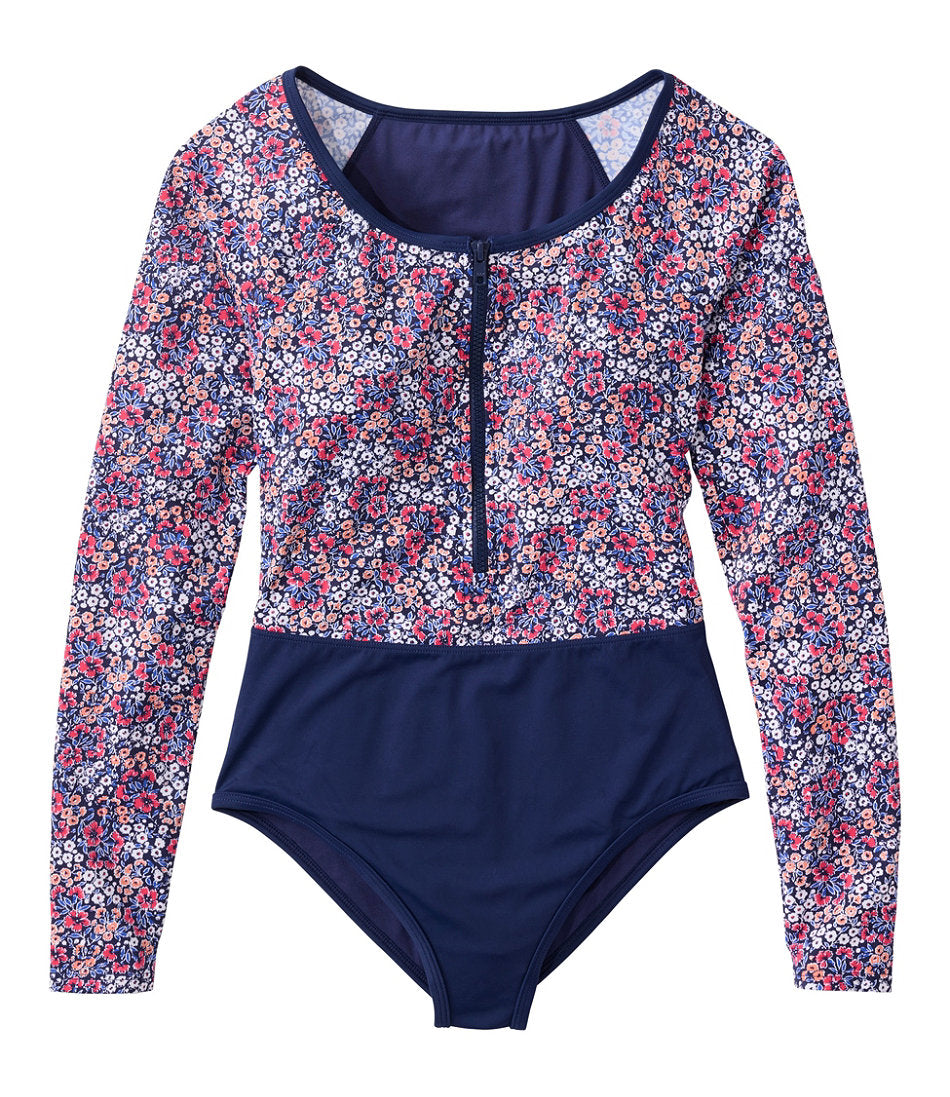 Women's Coastal Essentials Swimwear, Long-Sleeve Tanksuit Print | L.L.Bean discount - US 9022
