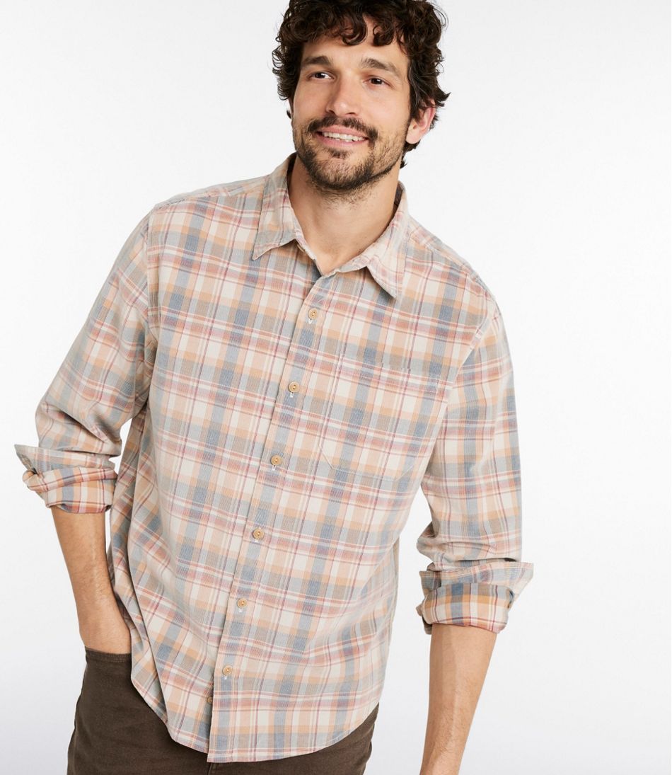 Men's Sunwashed Corduroy Shirt, Slightly Fitted Untucked Fit, Plaid | L.L.Bean discount