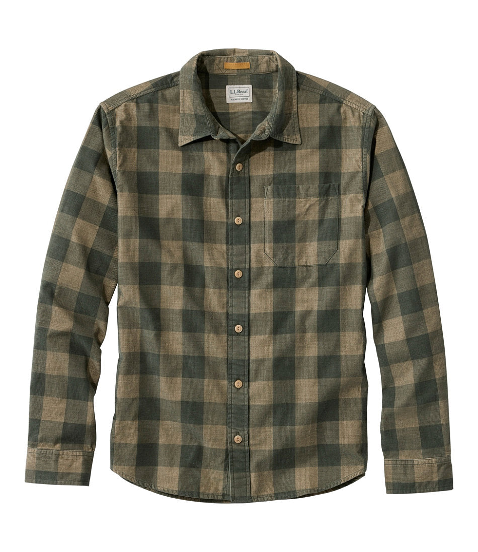 Men's Sunwashed Corduroy Shirt, Slightly Fitted Untucked Fit, Plaid | L.L.Bean discount - US 7529