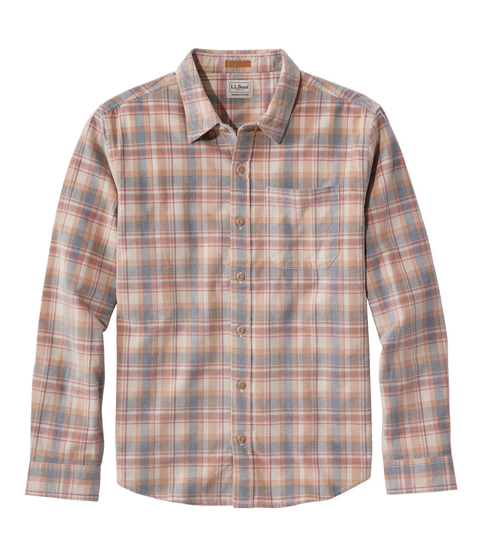 Men's Sunwashed Corduroy Shirt, Slightly Fitted Untucked Fit, Plaid | L.L.Bean discount - US 7529