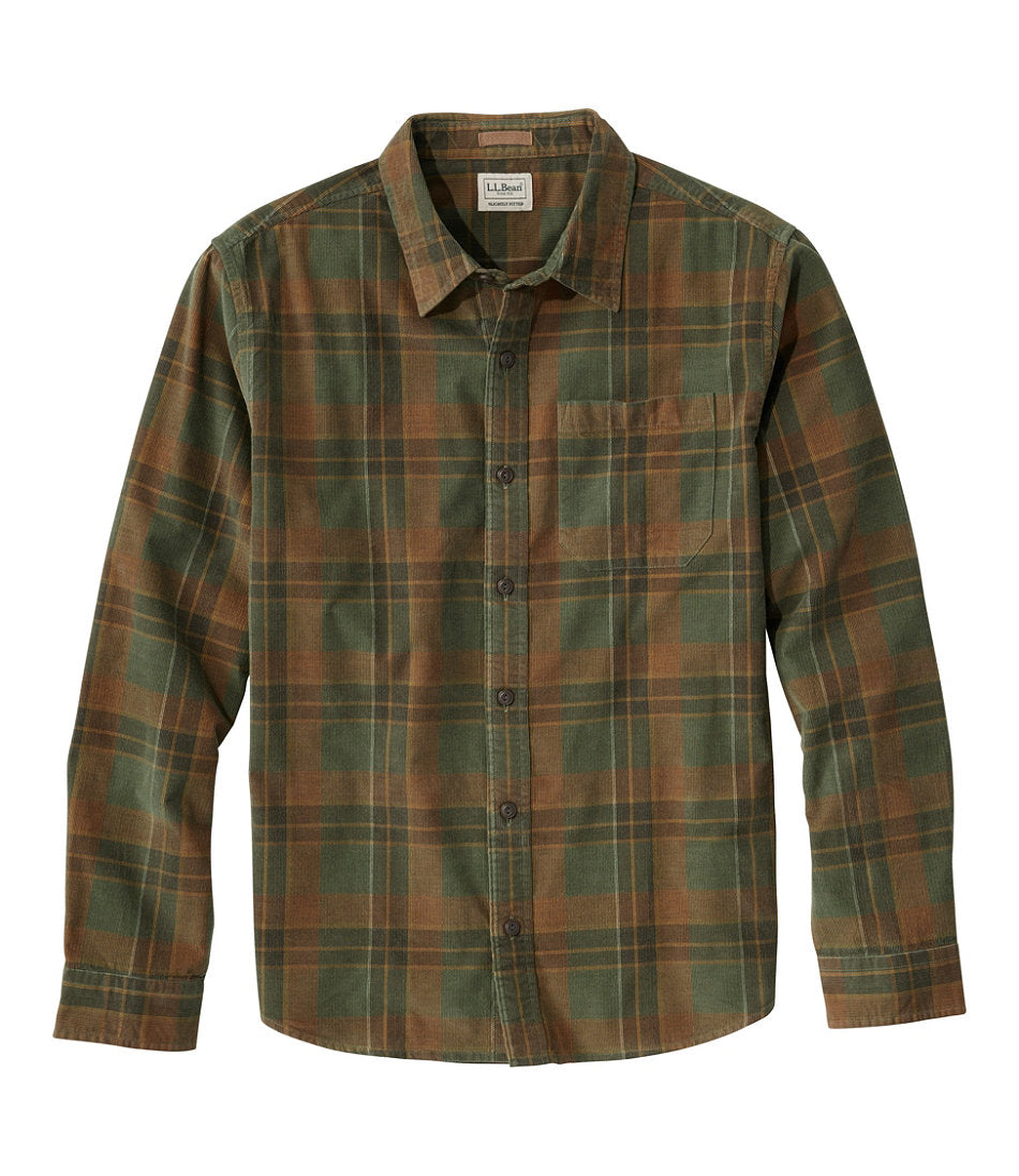 Men's Sunwashed Corduroy Shirt, Slightly Fitted Untucked Fit, Plaid | L.L.Bean discount - US 7529