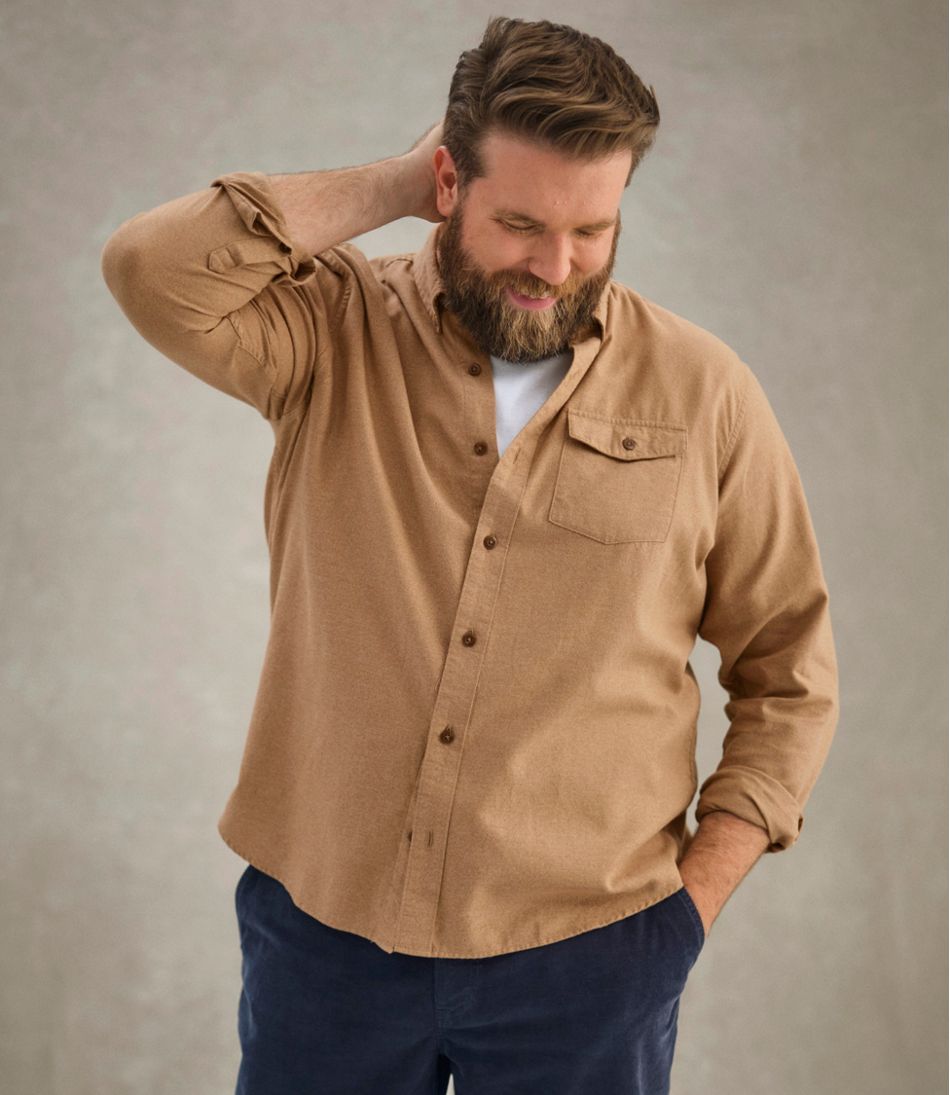 Men's Brushed Jaspé Twill Shirt, Traditional Untucked Fit | L.L.Bean on sale