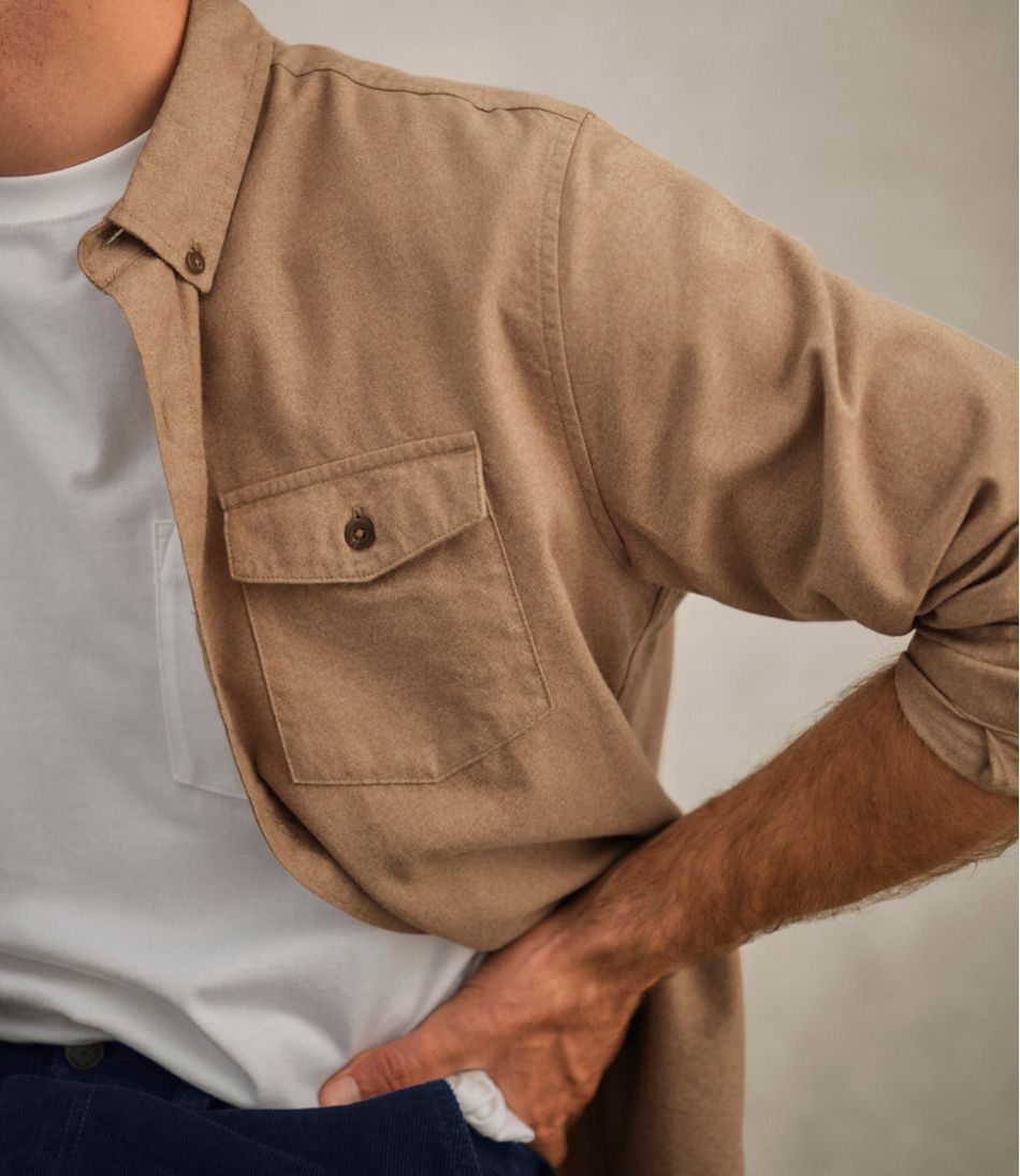 Men's Brushed Jaspé Twill Shirt, Traditional Untucked Fit | L.L.Bean on sale