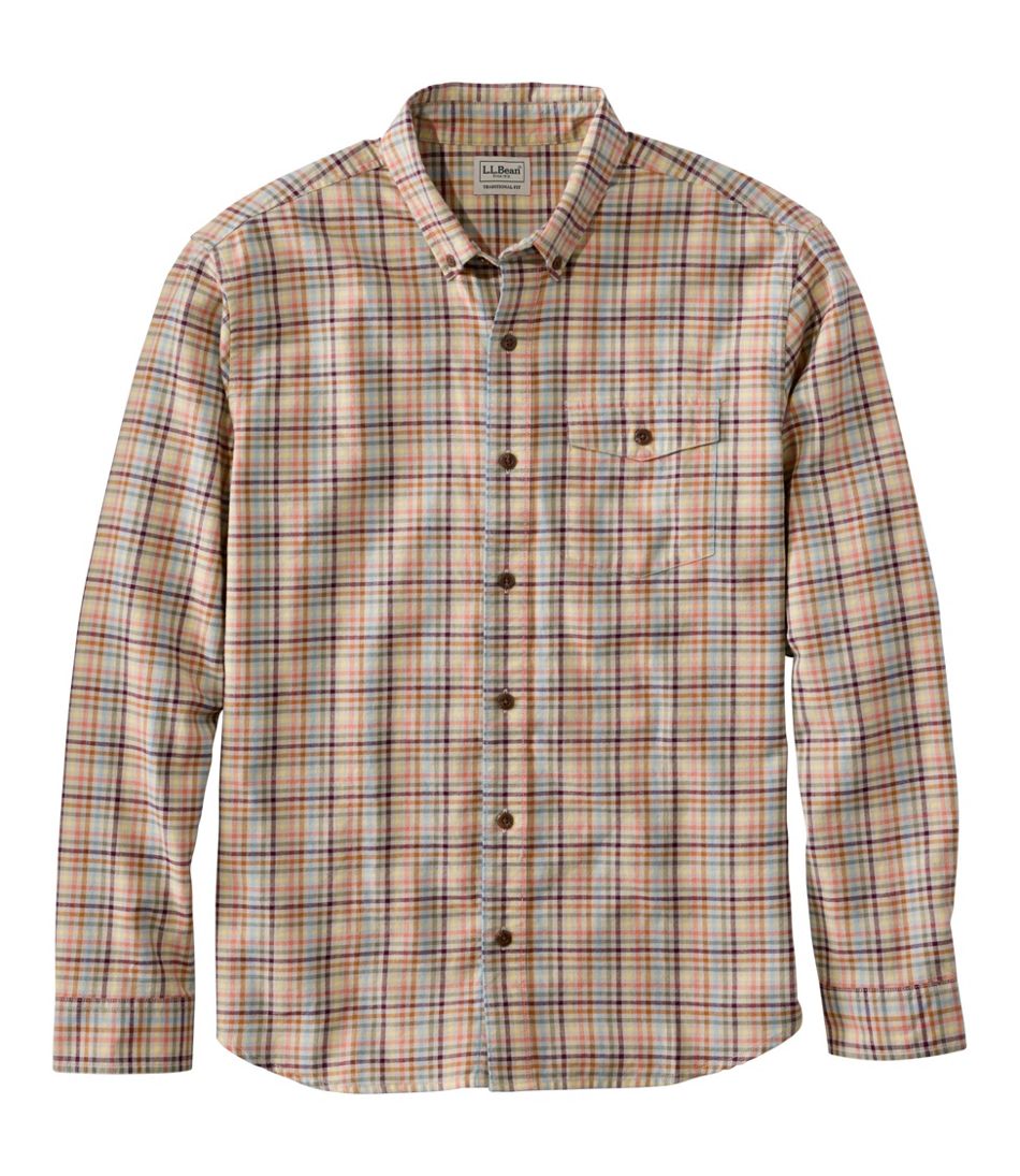 Men's Brushed Jaspé Twill Shirt, Plaid, Traditional Untucked Fit | L.L.Bean outlet