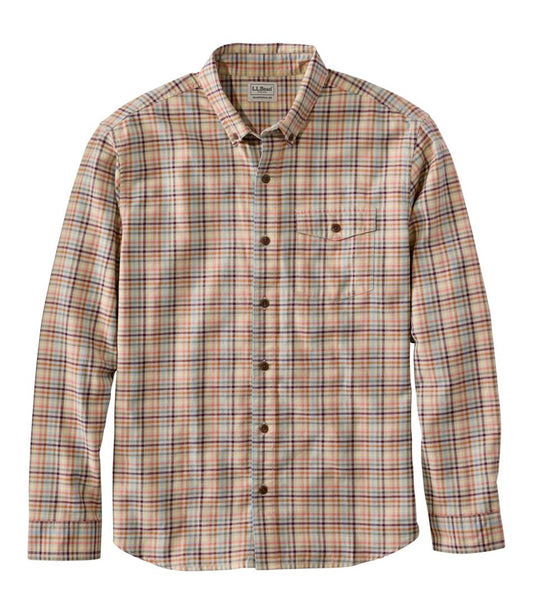 Men's Brushed Jaspé Twill Shirt, Plaid, Traditional Untucked Fit | L.L.Bean outlet