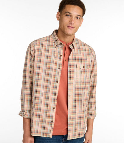 Men's Brushed Jaspé Twill Shirt, Plaid, Traditional Untucked Fit | L.L.Bean outlet